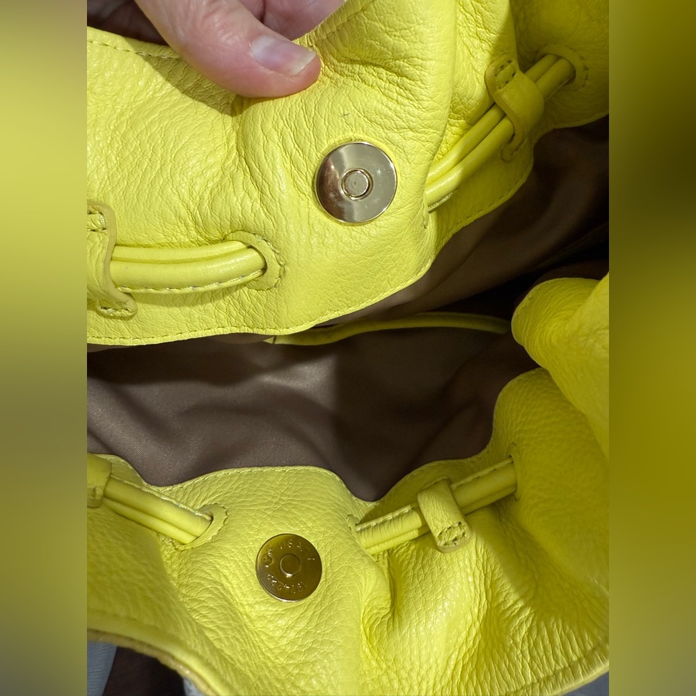 Cole Haan Yellow Leather Hobo Bucket Style Bag Great Condition - Picture 12 of 12